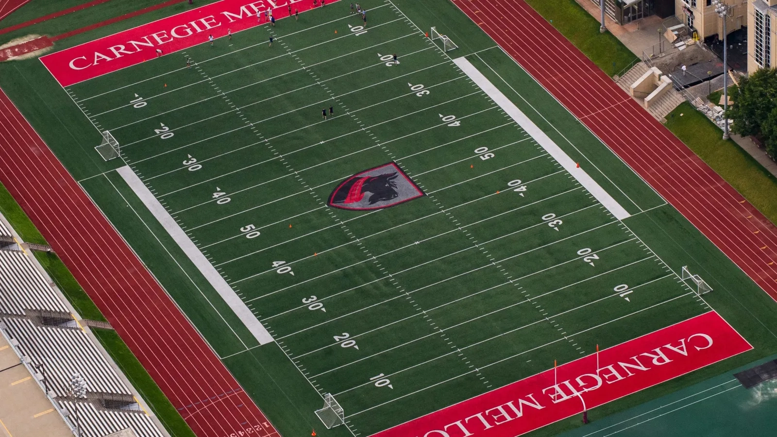 Aerial view of football field