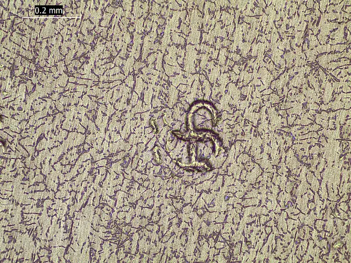 F-Shaped inclusion in cast alloy project.